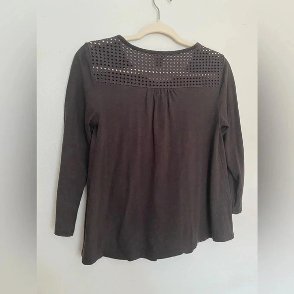 Eddie Bauer Crochet Boxy Blouse Button Up Cottagecore Coquette Modesty Top Boho - Picture 3 of 12